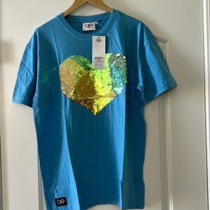 Queer Eye Cyan Sequin Tee size Large